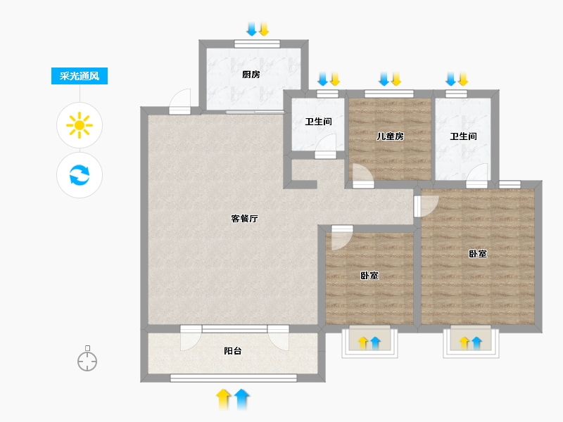 山东省-青岛市-中梁拾光漫城-100.00-户型库-采光通风