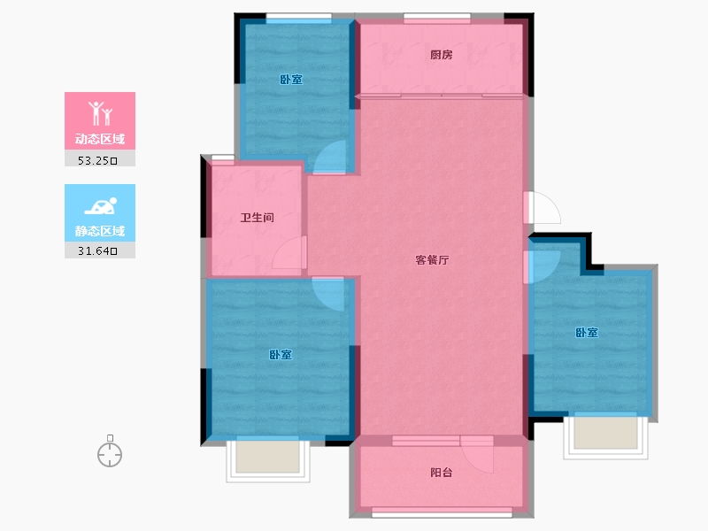 山东省-青岛市-鑫江花漾里-76.00-户型库-动静分区