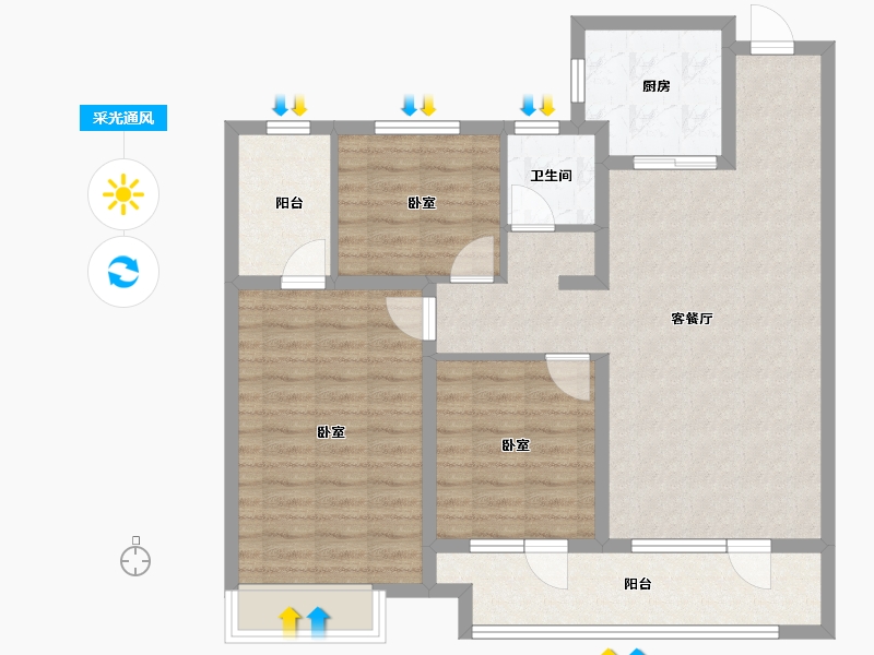 山东省-青岛市-越秀星汇城-95.00-户型库-采光通风