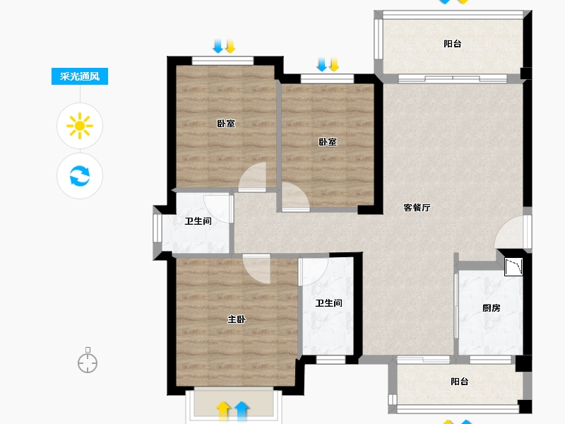 福建省-泉州市-源昌盛景湾-86.98-户型库-采光通风