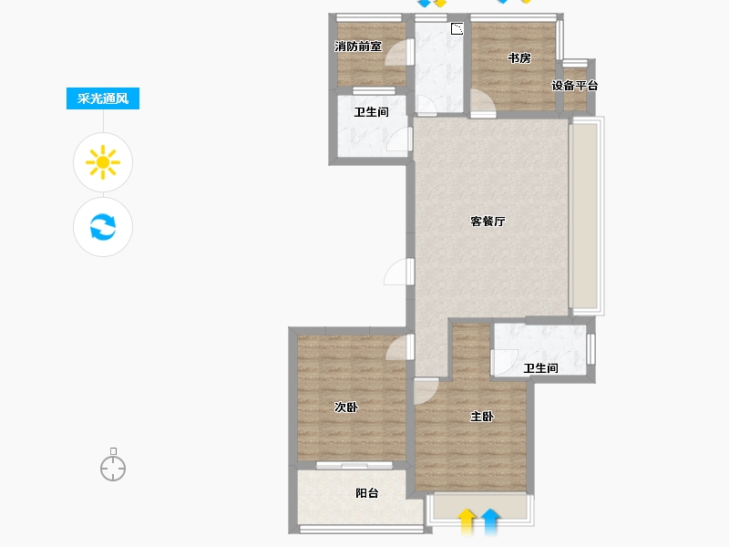 浙江省-宁波市-融信宋都南山府-89.25-户型库-采光通风