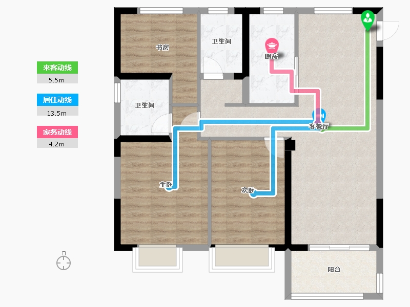 江苏省-泰州市-姜堰中天桃李府-88.00-户型库-动静线