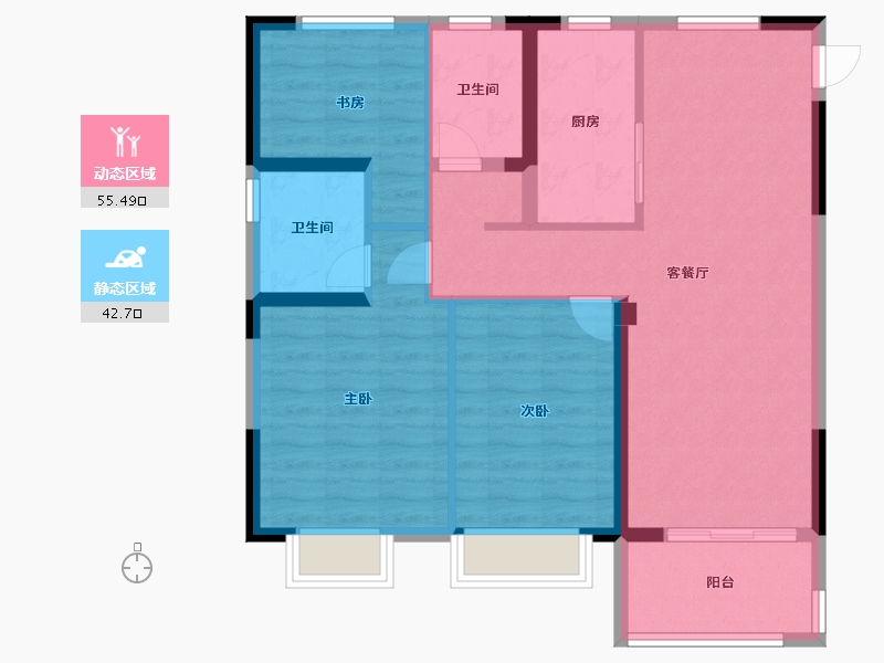 江苏省-泰州市-姜堰中天桃李府-88.00-户型库-动静分区