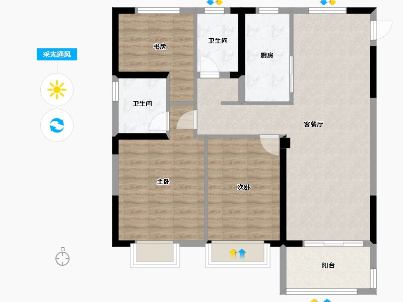 江苏省-泰州市-姜堰中天桃李府-88.00-户型库-采光通风