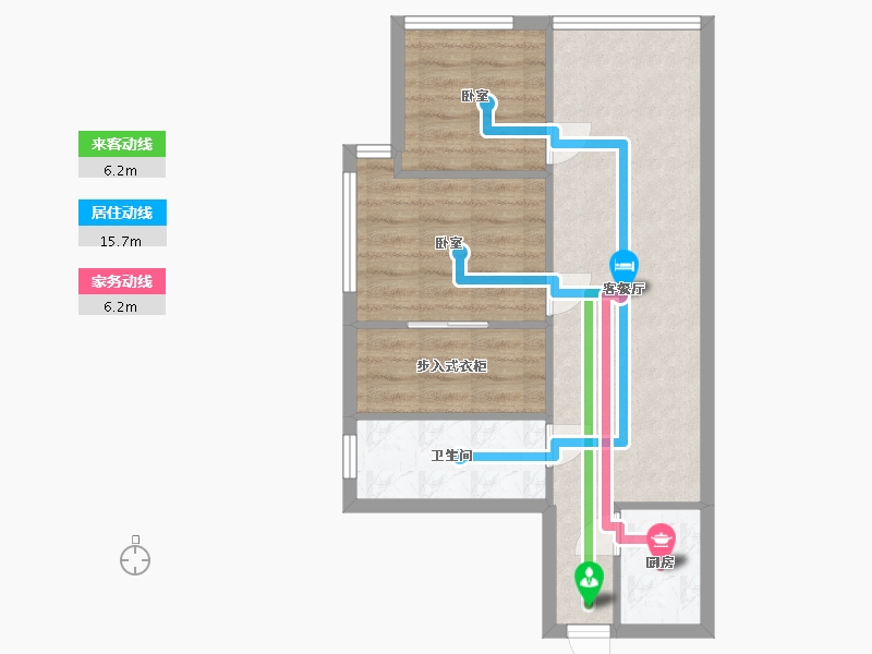 浙江省-杭州市-开元广场铂雅公馆-57.22-户型库-动静线