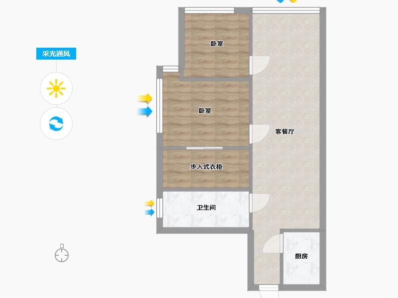 浙江省-杭州市-开元广场铂雅公馆-57.22-户型库-采光通风