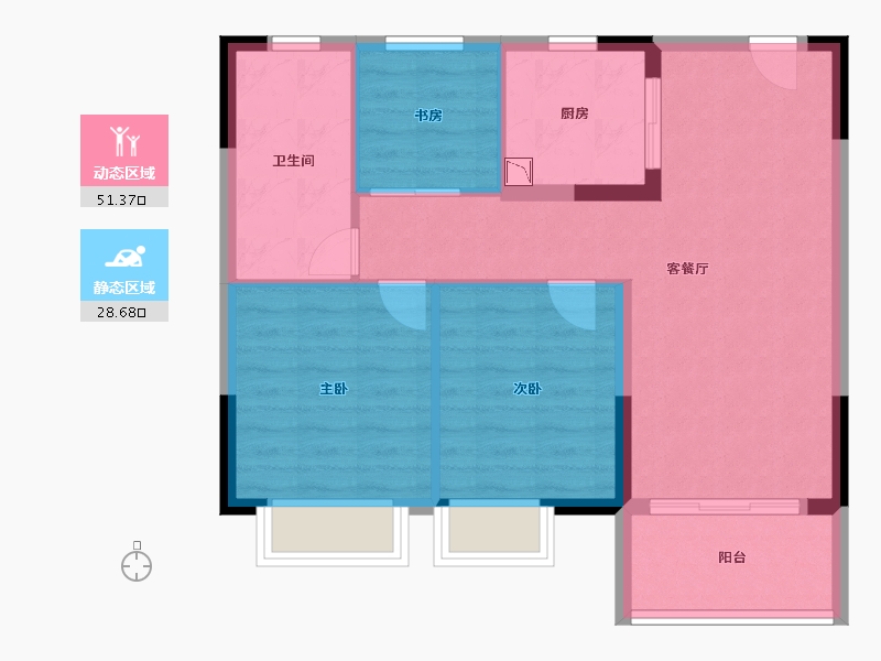 江苏省-泰州市-姜堰中天桃李府-72.00-户型库-动静分区