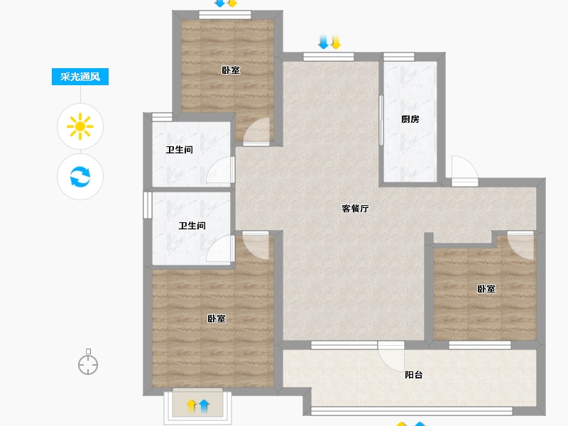 山东省-青岛市-和达虹湾-94.00-户型库-采光通风