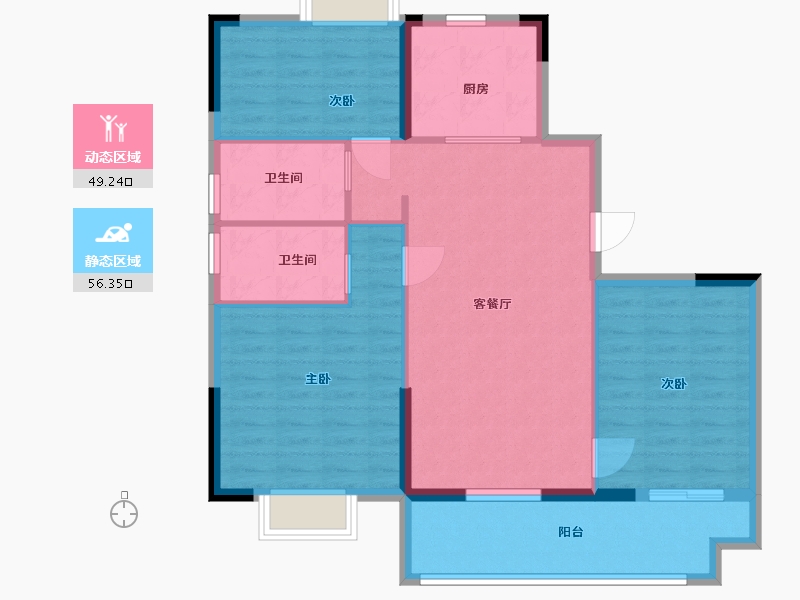 江西省-九江市-联发碧桂园·天璞-96.00-户型库-动静分区