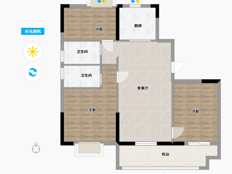 江西省-九江市-联发碧桂园·天璞-96.00-户型库-采光通风