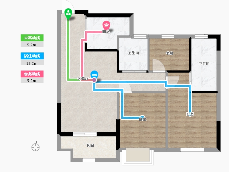 浙江省-嘉兴市-绿城·钱塘印月-71.08-户型库-动静线