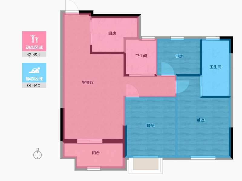 浙江省-嘉兴市-绿城·钱塘印月-71.08-户型库-动静分区