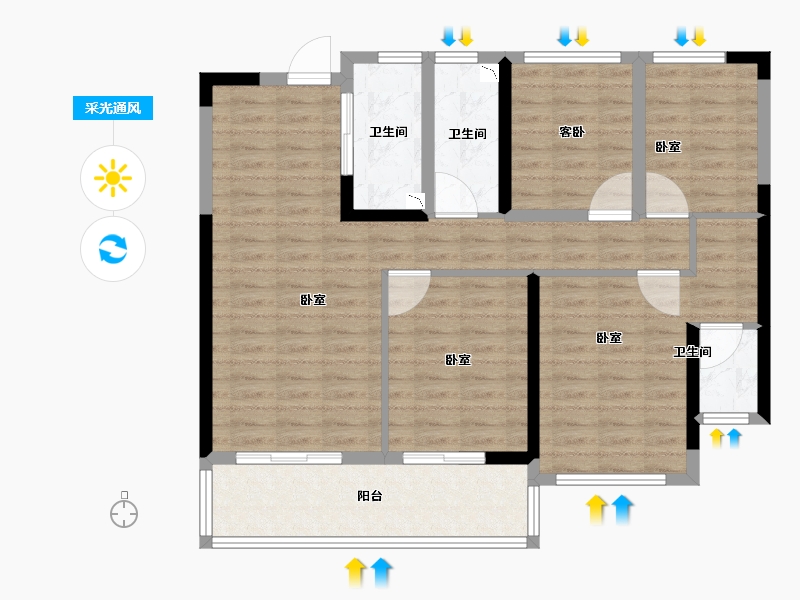 福建省-莆田市-保利林语溪-96.01-户型库-采光通风