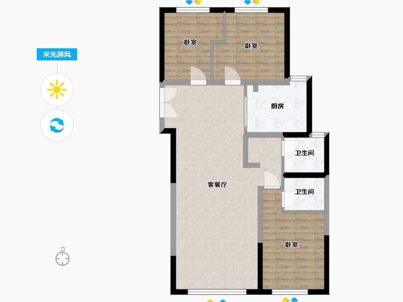 宁夏回族自治区-银川市-海西新天地-90.54-户型库-采光通风