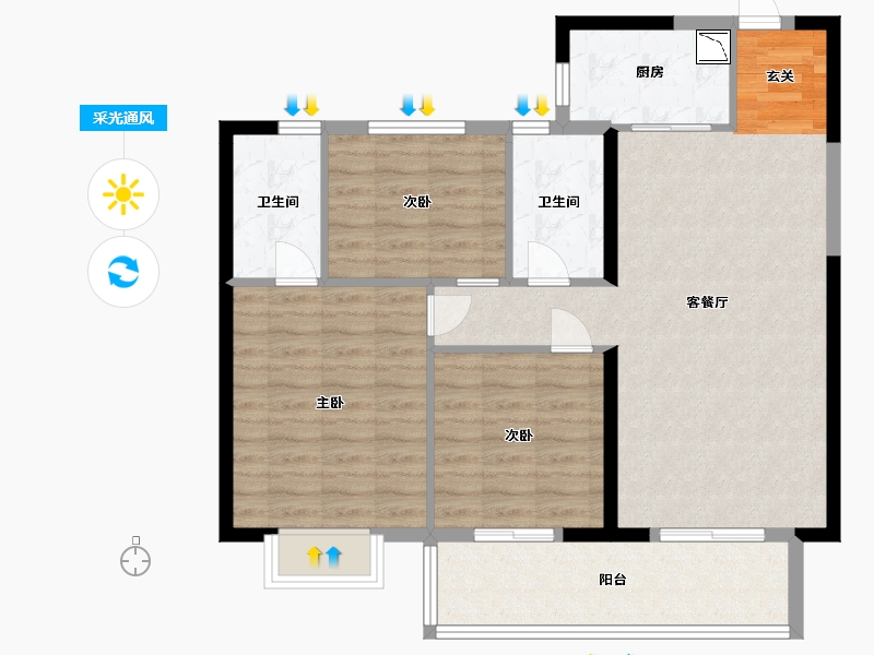 江西省-九江市-瑞昌碧桂园-92.00-户型库-采光通风