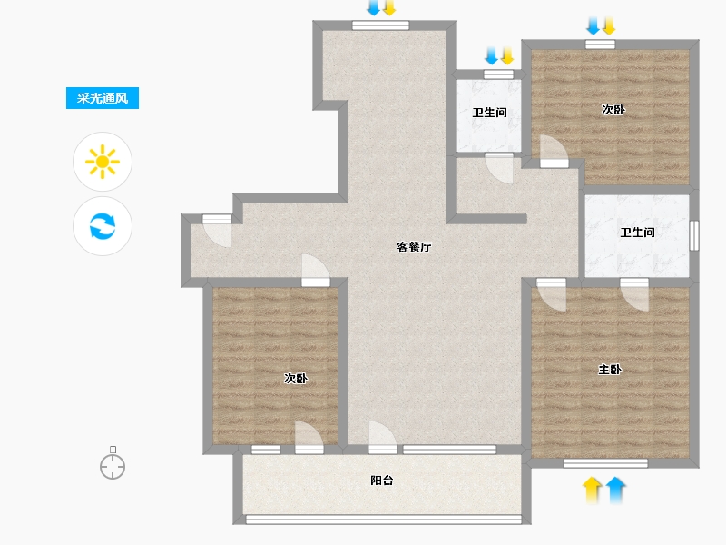 山东省-青岛市-翰林华府-124.00-户型库-采光通风