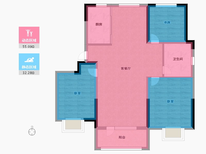 山东省-青岛市-鑫江花漾里-77.99-户型库-动静分区