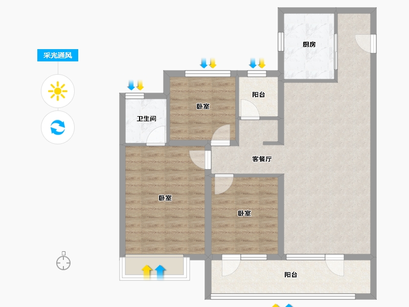 山东省-青岛市-越秀星汇城-86.00-户型库-采光通风