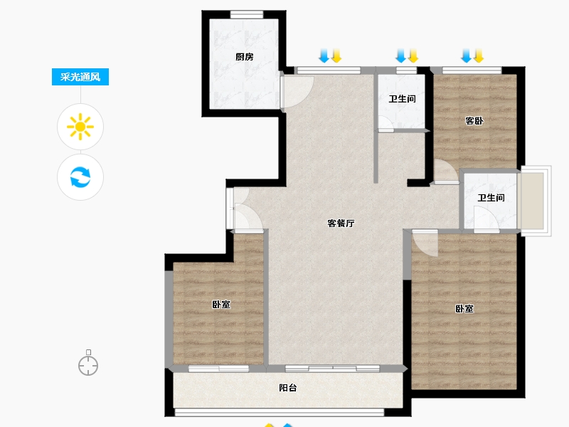 宁夏回族自治区-银川市-美林睿府-100.00-户型库-采光通风