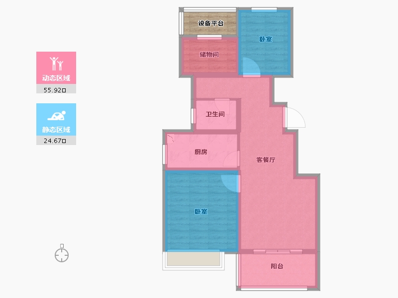 安徽省-合肥市-新城北宸紫郡-74.00-户型库-动静分区