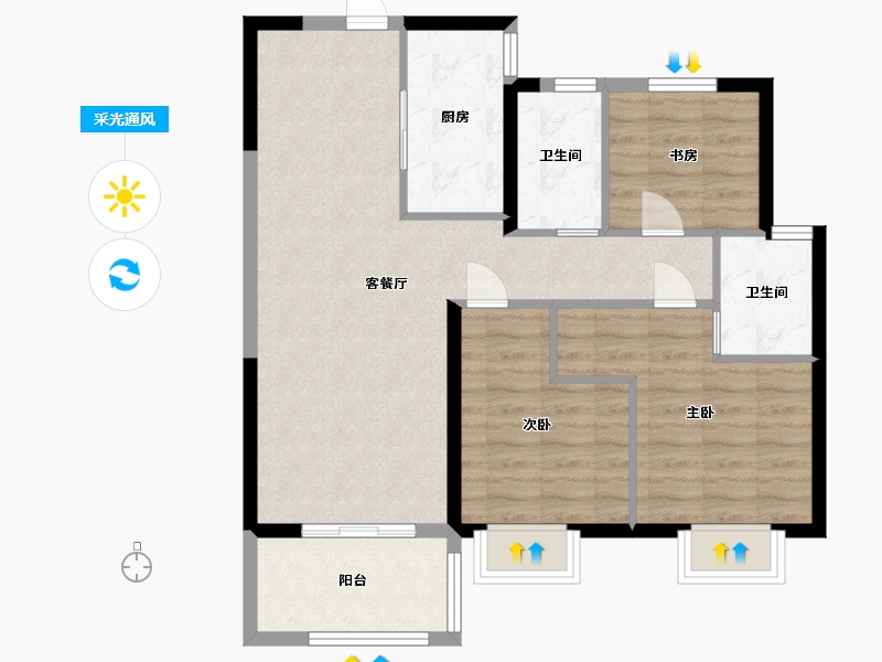 江西省-九江市-美的天铂湾-82.40-户型库-采光通风