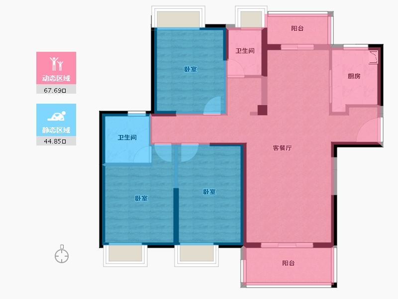 福建省-泉州市-新美居海湾广场-100.58-户型库-动静分区