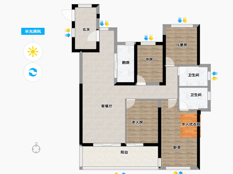 福建省-莆田市-保利林语溪-106.00-户型库-采光通风