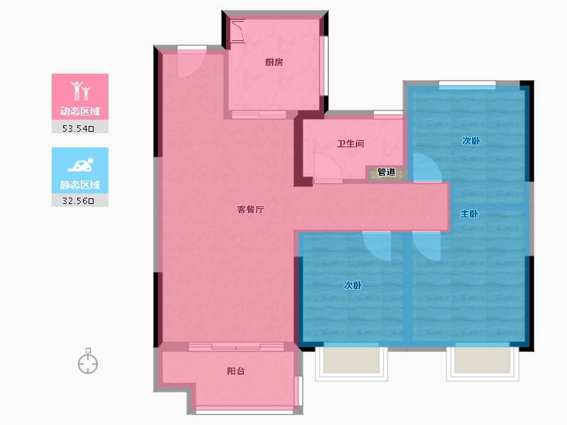 江苏省-泰州市-金科集美雅苑-77.00-户型库-动静分区