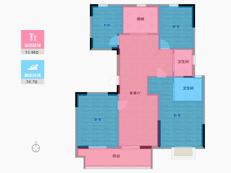 浙江省-嘉兴市-绿城·钱塘印月-99.68-户型库-动静分区