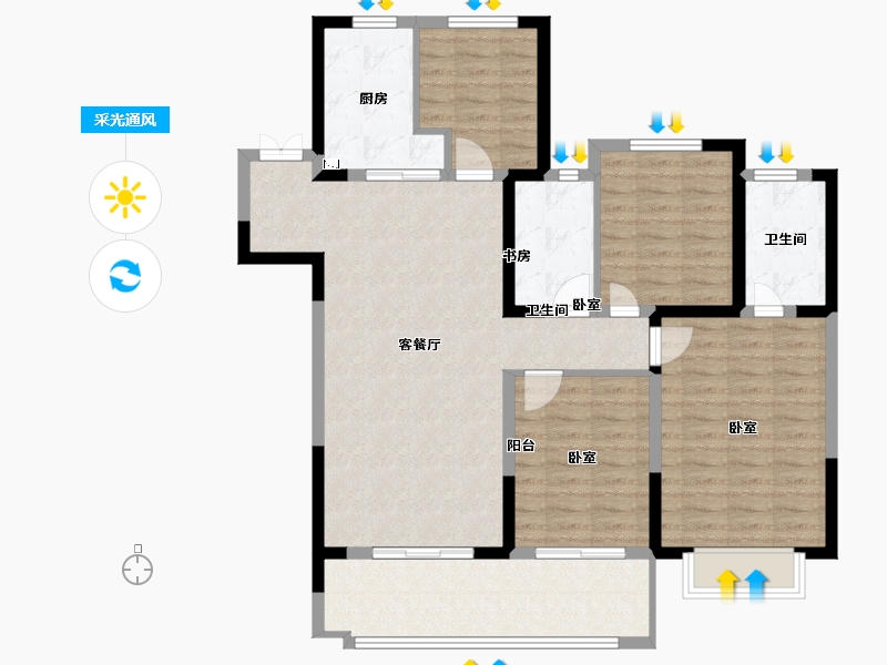 江苏省-无锡市-红豆天一华府-108.18-户型库-采光通风