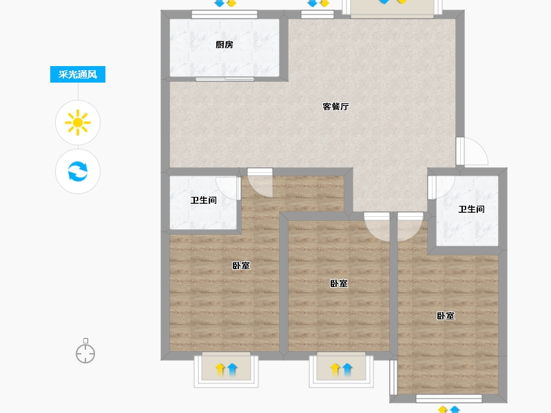 山东省-青岛市-锦厦新城桂园-92.00-户型库-采光通风