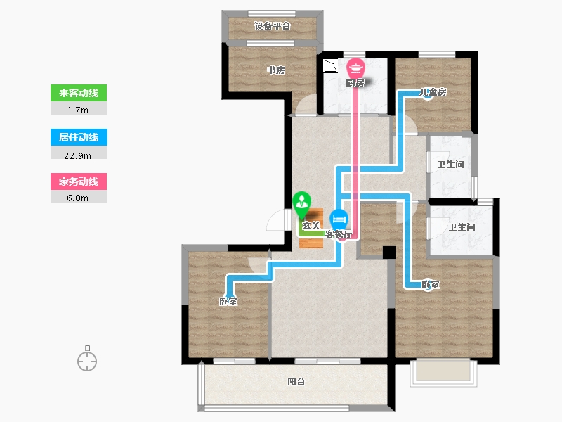 浙江省-宁波市-阅江府-105.99-户型库-动静线