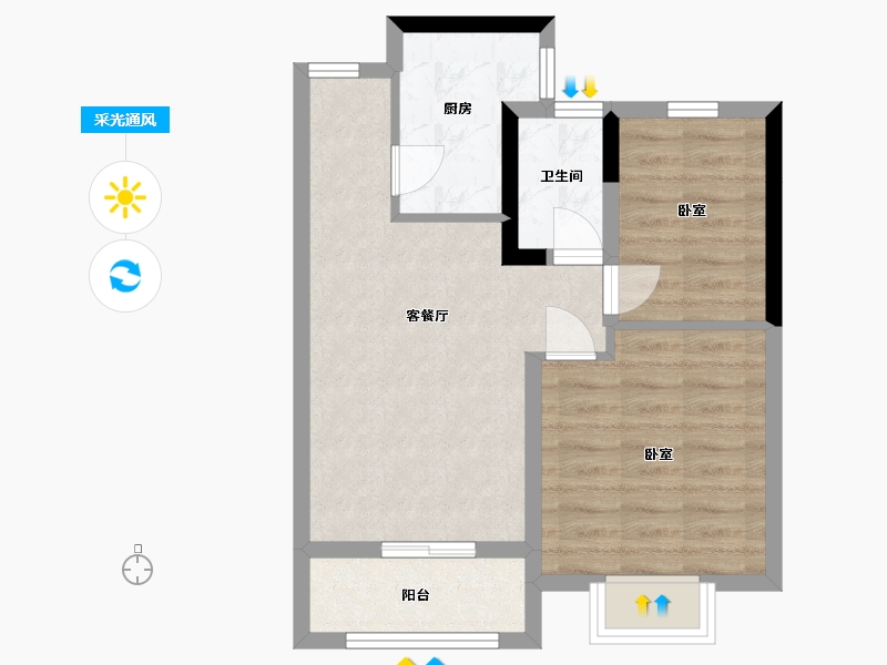 浙江省-嘉兴市-洛塘滨河郡-55.01-户型库-采光通风