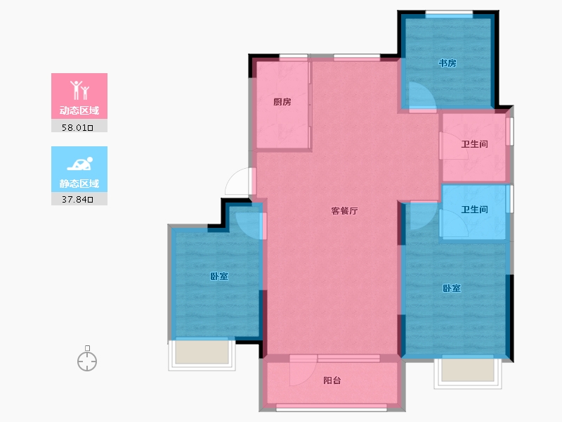 山东省-青岛市-鑫江花漾里-86.00-户型库-动静分区