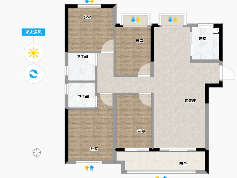 福建省-泉州市-正荣浔兴世纪春天-102.00-户型库-采光通风