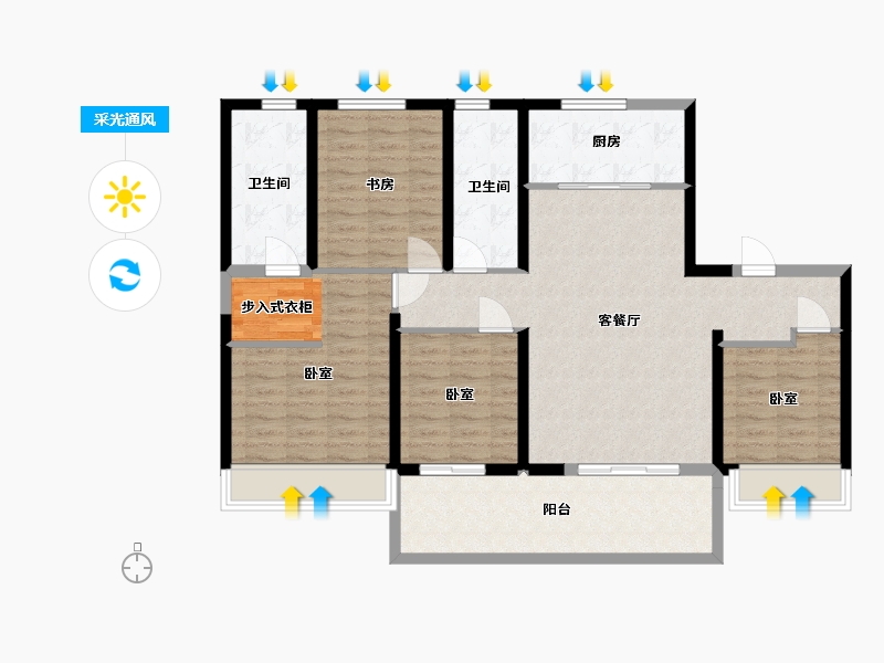 宁夏回族自治区-银川市-华远·海蓝和光-114.00-户型库-采光通风