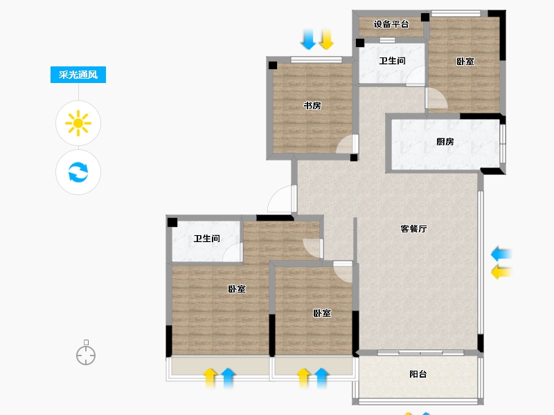 浙江省-绍兴市-融创绍兴壹号院-134.40-户型库-采光通风