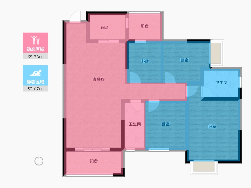 广西壮族自治区-玉林市-玉川万盛华府-104.68-户型库-动静分区