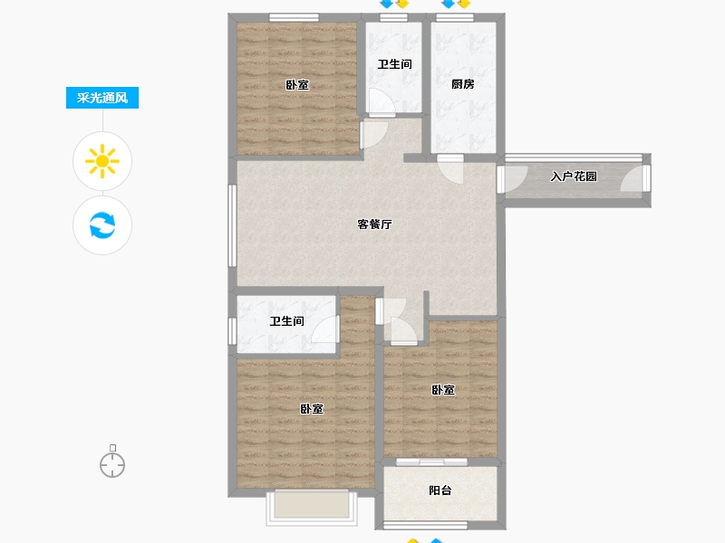 浙江省-杭州市-奥克斯时代未来之城-104.87-户型库-采光通风