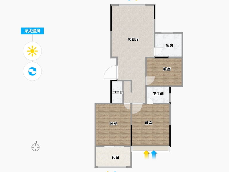 浙江省-金华市-中翼金报翡翠园-71.00-户型库-采光通风