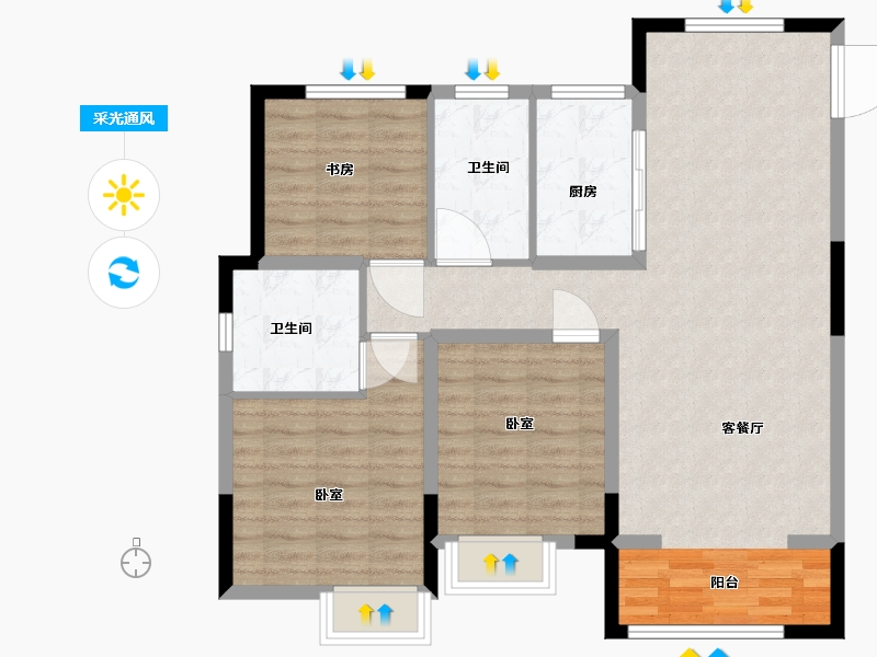 浙江省-湖州市-鑫远太湖健康城·伴月湾-94.00-户型库-采光通风