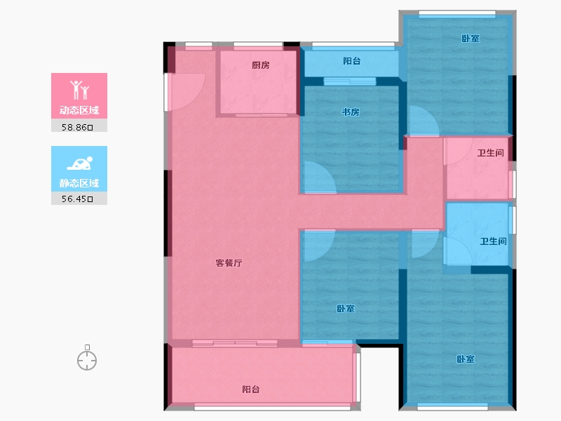 福建省-泉州市-安腾幸福里-104.00-户型库-动静分区