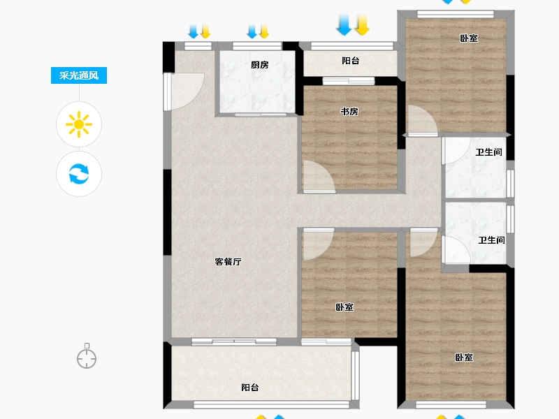 福建省-泉州市-安腾幸福里-104.00-户型库-采光通风