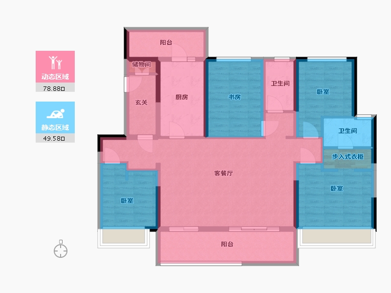 宁夏回族自治区-银川市-华远·海蓝和光-114.00-户型库-动静分区