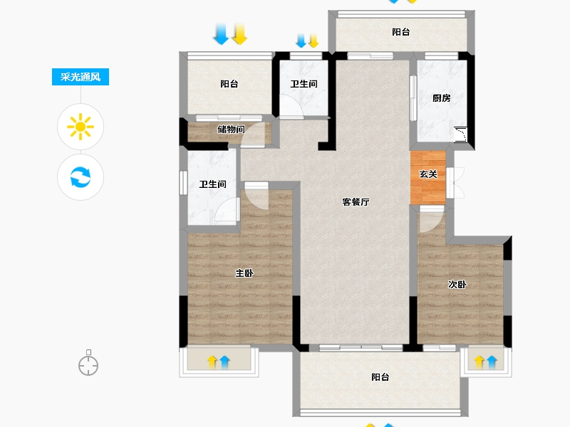 安徽省-阜阳市-万霖固蓉府-95.01-户型库-采光通风