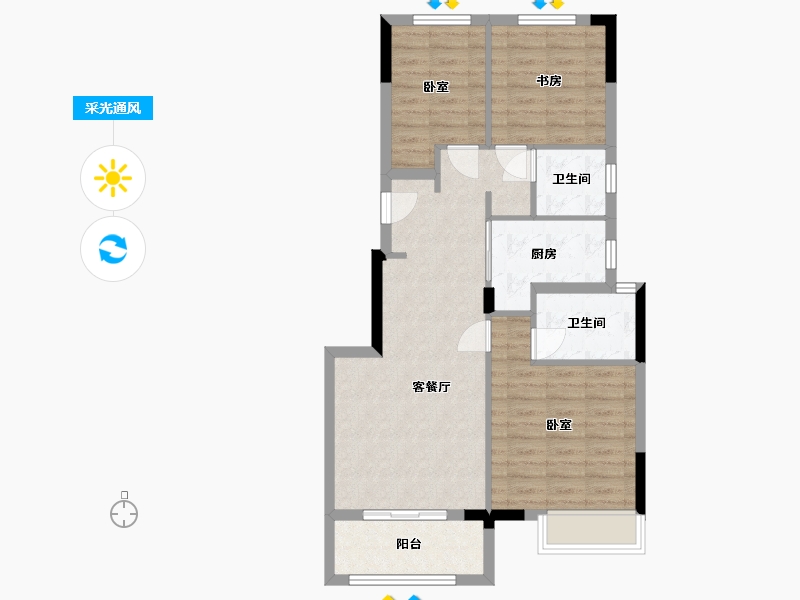 浙江省-湖州市-奥园悦见山-76.00-户型库-采光通风