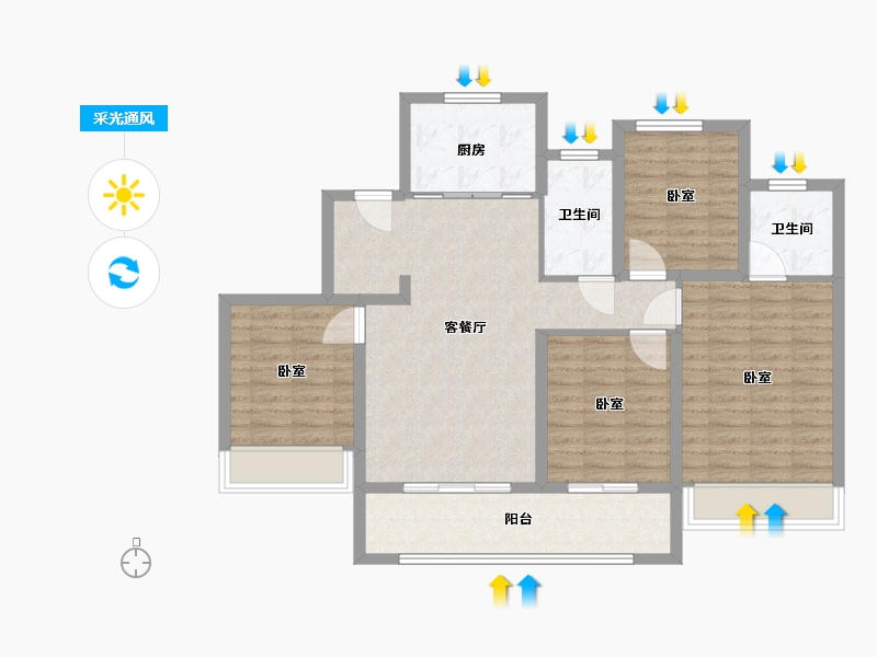 浙江省-温州市-国鸿·中央城-100.00-户型库-采光通风