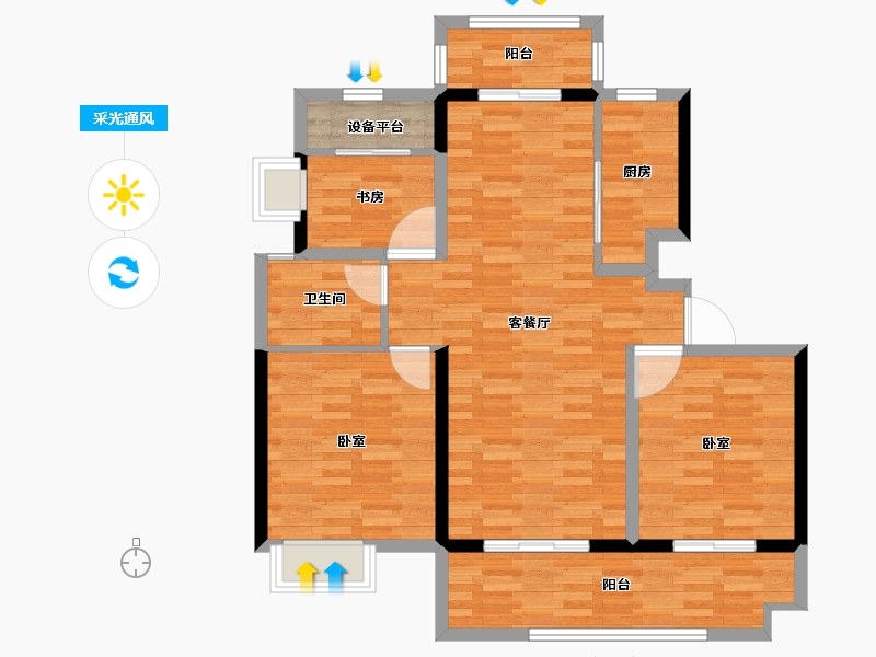 安徽省-亳州市-依立腾亳望府-92.00-户型库-采光通风