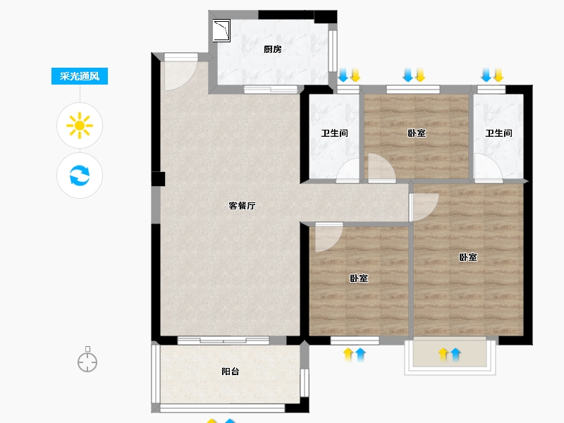 福建省-泉州市-源昌盛景湾-81.58-户型库-采光通风