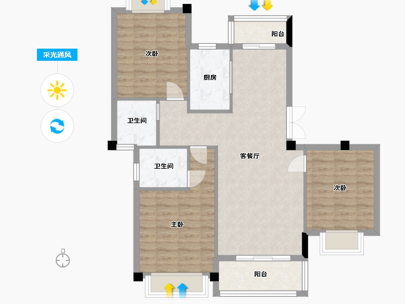 江西省-九江市-宝梁東苑-88.00-户型库-采光通风